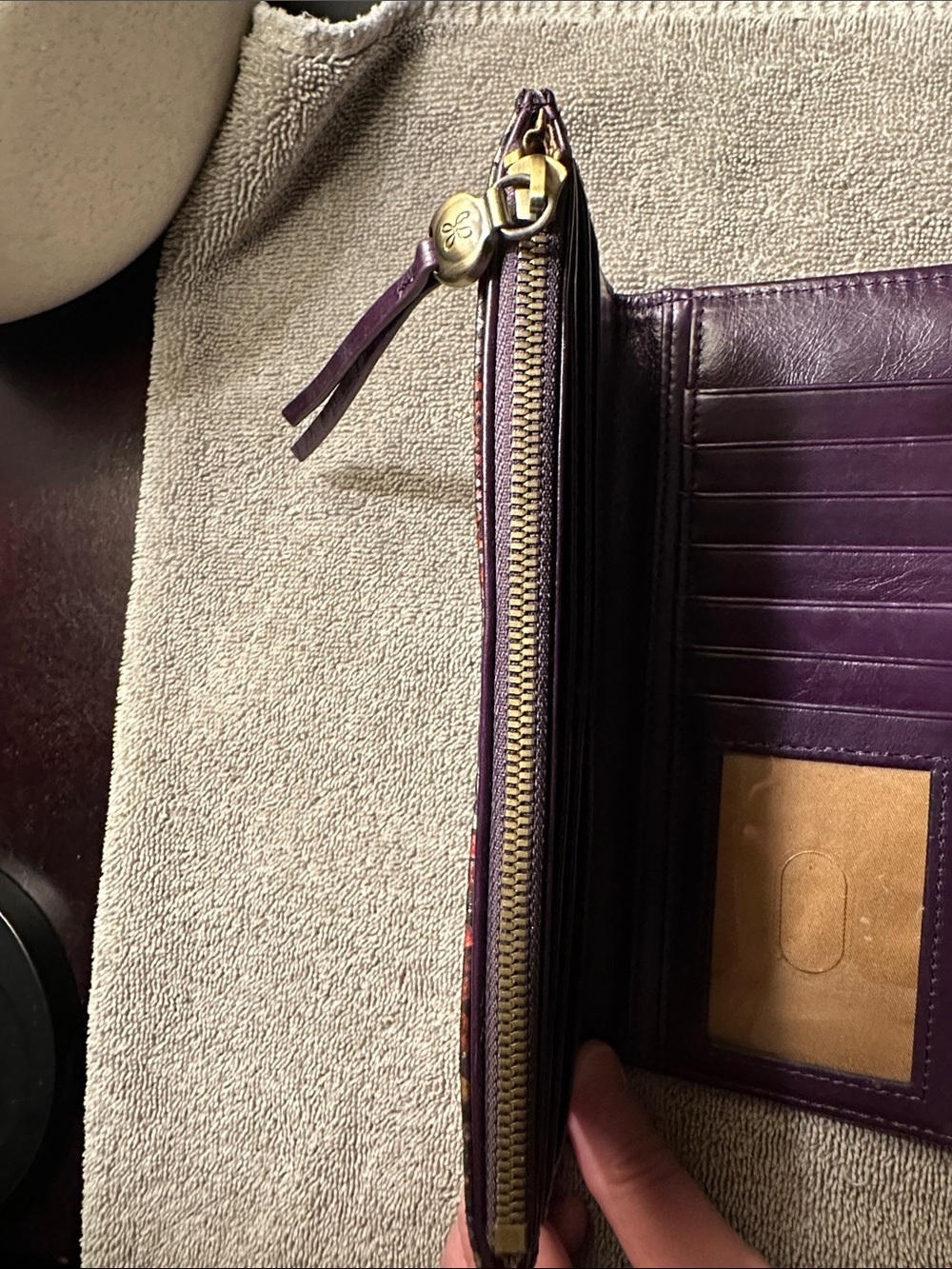 HOBO Purple Leather Wallet with Multicolor Snake-Print Trim - Picture 8 of 11